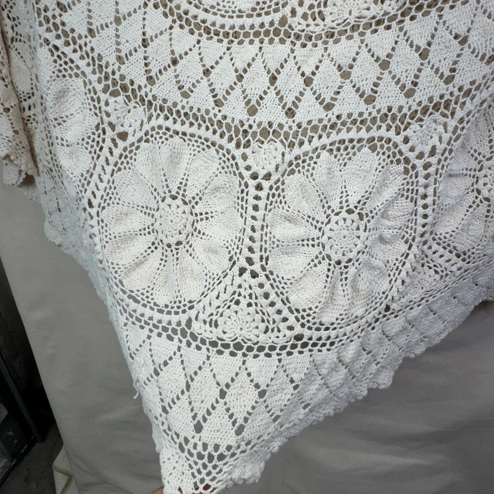 Vintage Crochet Round Tablecloth 68